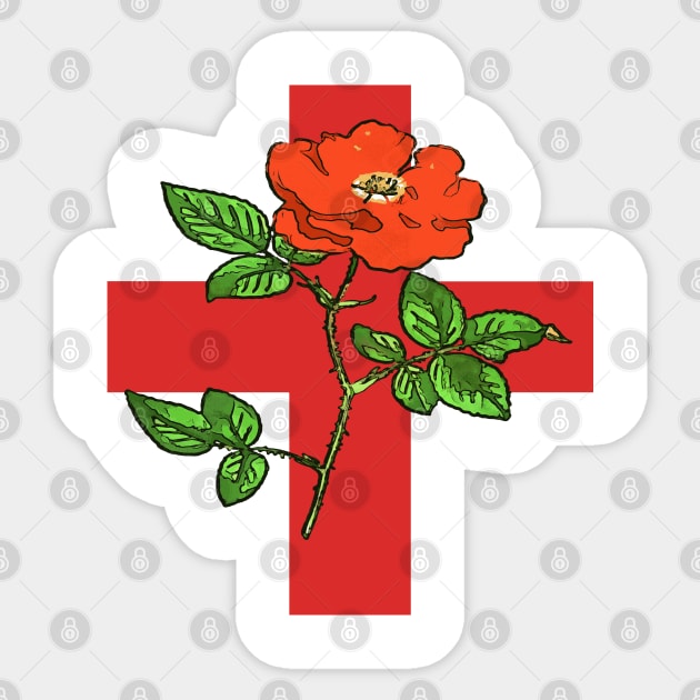 Patriotic St George Ensign and Tudor Rose England Fan Sticker by taiche